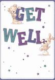 Full of playful spirit and heartfelt encouragement, this get well card brings to mind the warmth found in Canary Wharf's riverside neighbourhoods. Two sweet characters-a plush teddy bear and a bouncy puppy-joyfully lift and cradle oversized, colourful letters that form the hopeful phrase 'Get Well.' Their delighted expressions and rounded shapes glow with affection, echoing the close connections in the community. Indigo and teal lettering pops vividly against a creamy backdrop, while whimsical stars in shades of blue and purple twinkle across the card like reflections on the Thames at night. The bear's illustrated coat and the puppy's floppy, velvet-like ears invite a sense of soothing comfort, their tactile presence akin to finding solace in a thoughtfully arranged bouquet. Whether sent alone or alongside fresh flowers from Flower Delivery Canary Wharf, this card becomes a gentle gesture of support-a visual and emotional balm for anyone needing a lift in this vibrant London hub.